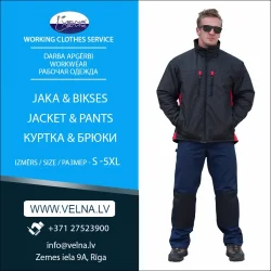 Darba apģērbs- ražošana. Jaka, bikses, kombinezons, puskombinezons. Visu veidu, augstas