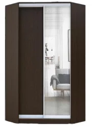 Stūra skapis ar 2 bīdāmām durvīm un spoguli 120x120240 cm venge 