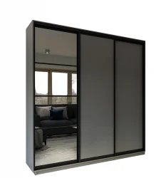Skapis ar 3 bīdāmām durvīm un spoguli 25024060 cm krāsagrafīts2 atvilktnes 