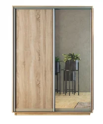Ukraina - Skapis ar 2 bīdāmām durvīm un spoguli 150/220/60 cm, krāsa sonoma+2 atvilktnes - Ukraina