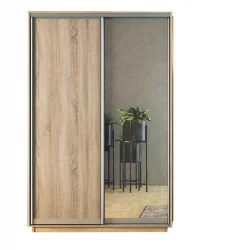 Ukraina - Skapis ar 2 bīdāmām durvīm un spoguli 140/240/60 cm, sonoma +2 atvilktnes - Ukraina