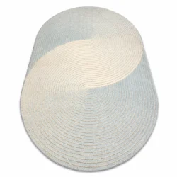 FLUX oval 461.67.AE502 wool carpet OSTA - Geometric, structural, loft blue / cream
