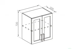 Ukraina - Augšējais Skapītis ADEL GREY V80 SK ar stikla durvīm - Ukraina