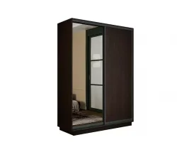 Ukraina - Skapis ar 2 bīdāmām durvīm un spoguli 160/240/60 cm venge, atvilktnes, prof.Melns - Ukraina