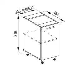 Ukraina - Apakšējais Skapītis BJANKA GREY SOFT N40 lab. - Ukraina