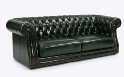 Biroja ādas dīvāns CHESTERFIELD 3vietīgs zaļš