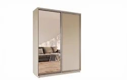 Skapis ar 2 bīdāmām durvīm un spoguli 120/240/60 cm krāsa:satīns+2 atvilktnes