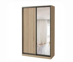 Skapis ar 2 bīdāmām durvīm un spoguli 180/240/60 cm,sonoma+modena+2 atvilktnes