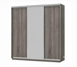 Skapis ar 3 bīdāmām durvīm un spoguli 200/240/60 cm trifele+2 atv.